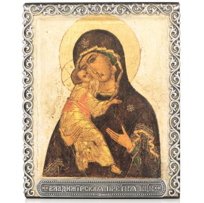 Икона в серебряном багете «Владимирская икона Божией Матери»