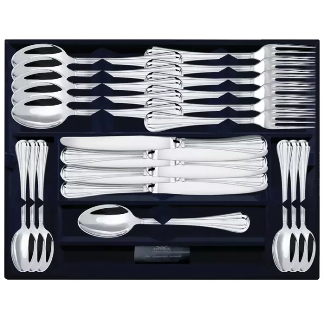Серебряный столовый набор "Меридиан": вилка, ложка, нож, чайная ложка, на 6 персон