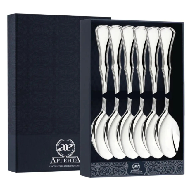 Набор чайных ложек из серебра "№14" на 6 персон Набор чайных ложек из серебра "№14" на 6 персон