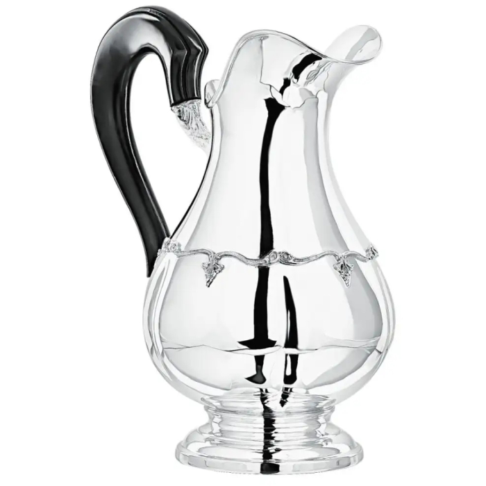 Серебряный кувшин с цветочным орнаментом и деревянной ручкой - артикул: AK01566 | Мосподарок 