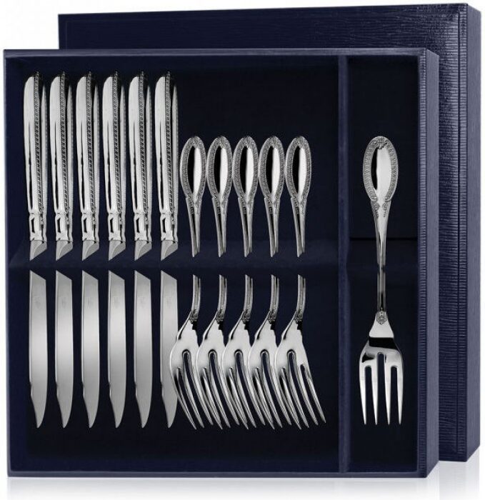 Серебряный набор для рыбы "Император" : вилка и нож, на 6 персон - артикул: AK01190 - стоимость: 229 900 руб. Серебряный набор для рыбы "Император" : вилка и нож, на 6 персон - артикул: AK01190 | Мосподарок