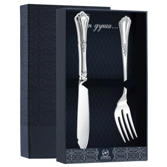 Серебряный набор для рыбы "Фаворит": нож, вилка, на 1 персону Серебряный набор для рыбы "Фаворит": нож, вилка, на 1 персону