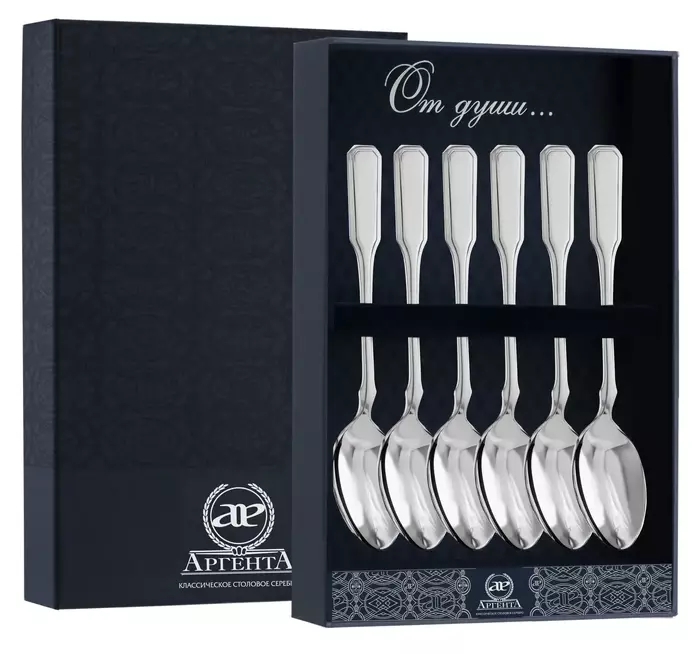 Серебряный набор чайных ложек "Русский" - артикул: AK01707 - стоимость: 59 400 руб. Серебряный набор чайных ложек "Русский" - артикул: AK01707 | Мосподарок