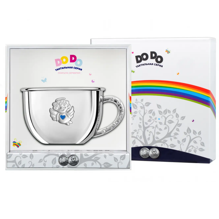 Посеребренная бульонница детская "Ангел" с голубой с эмалью, на 1 персону - артикул: AK01727 | Мосподарок 