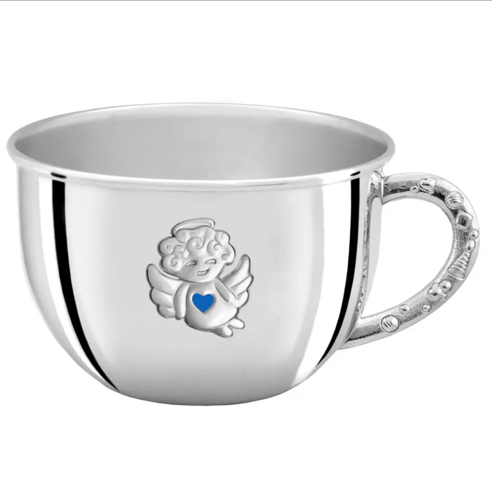 Посеребренная бульонница детская "Ангел" с голубой с эмалью, на 1 персону - артикул: AK01727 | Мосподарок 