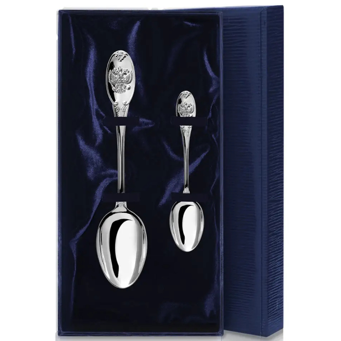 Набор из 2 столовых серебряных приборов "Единство": ложка и чайная ложка - артикул: AK01234 - стоимость: 34 500 руб. Набор из 2 столовых серебряных приборов "Единство": ложка и чайная ложка - артикул: AK01234 | Мосподарок