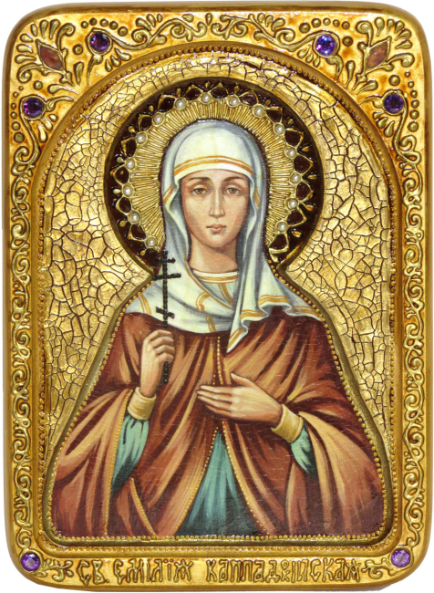 Живописная икона "Святая Емилия Кесарийская (Каппадокийская)" на кипарисе