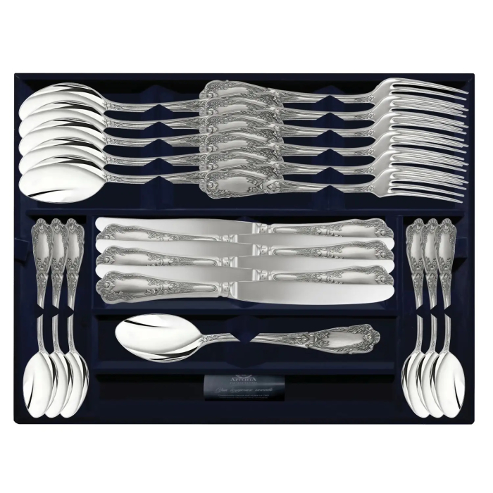 Набор столовых приборов из серебра "Эдем" 24 предмета, на 6 персон - артикул: AK01874 - стоимость: 512 700 руб. Набор столовых приборов из серебра "Эдем" 24 предмета, на 6 персон - артикул: AK01874 | Мосподарок