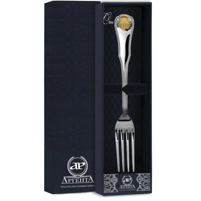 Вилка столовая "Визит" с позолотой - артикул: AK01637 - стоимость: 18 800 руб. Вилка столовая "Визит" с позолотой - артикул: AK01637 | Мосподарок