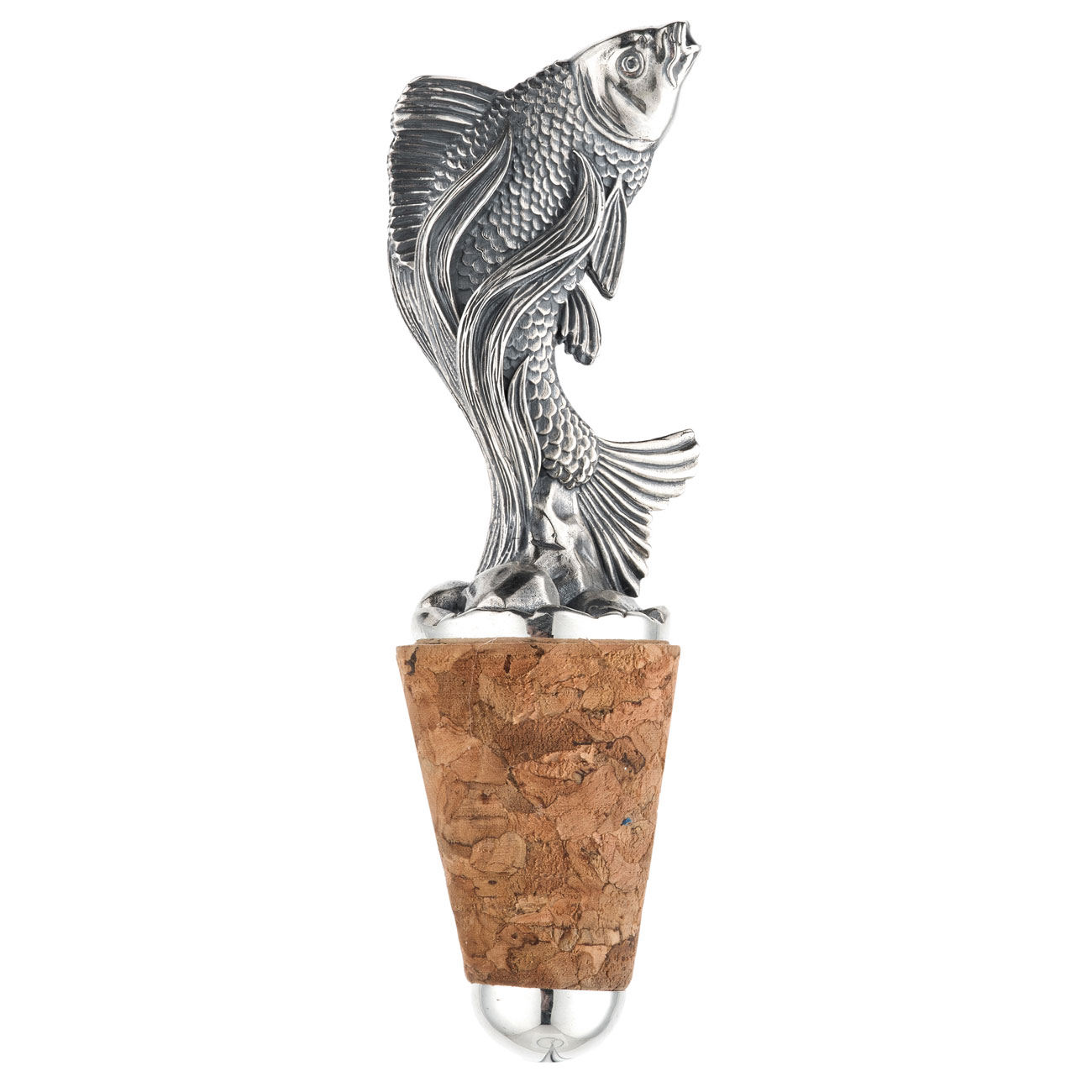 Серебряная пробка для бутылки "Рыбка" - артикул: ALT01323 | Мосподарок 