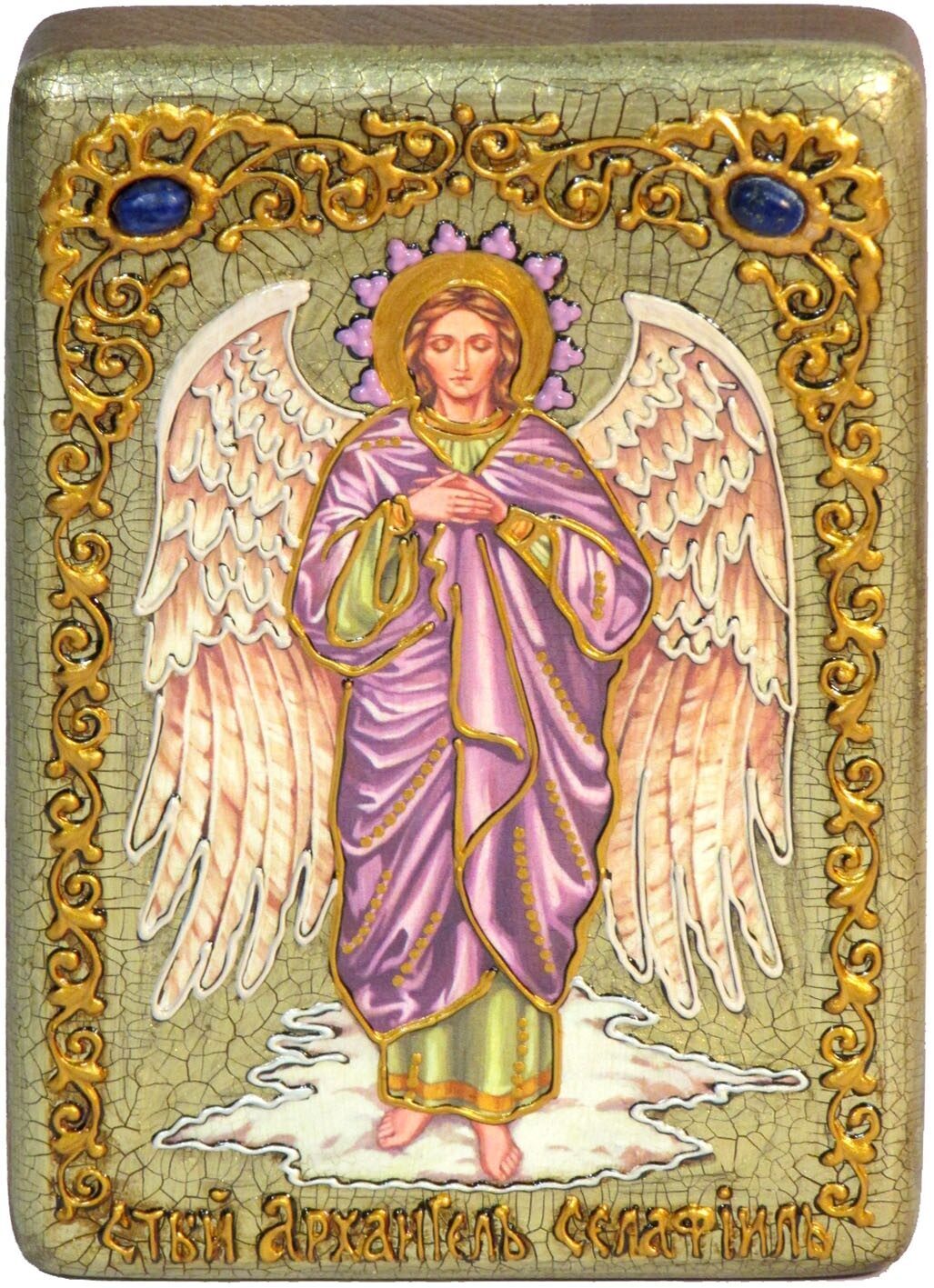 Настольная икона "Архангел Селафиил" на мореном дубе - купить в Москве | Мосподарок 