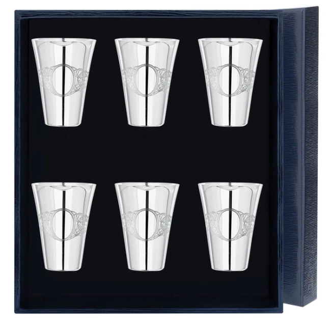 Серебряный набор стопок "Подарочная №2" 6 предметов в футляре, на 6 персон Серебряный набор стопок "Подарочная №2" 6 предметов в футляре, на 6 персон