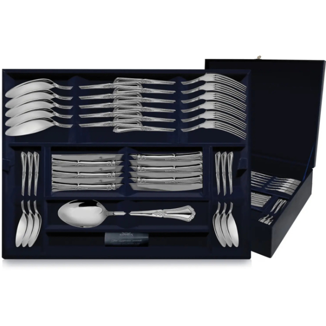 Серебряный столовый набор "Фаворит": вилка, ложка, нож, чайная ложка , на 12 персон Серебряный столовый набор "Фаворит": вилка, ложка, нож, чайная ложка , на 12 персон
