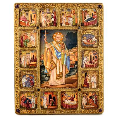 Большая икона на дубе "Святитель Николай Мирликийский, чудотворец"