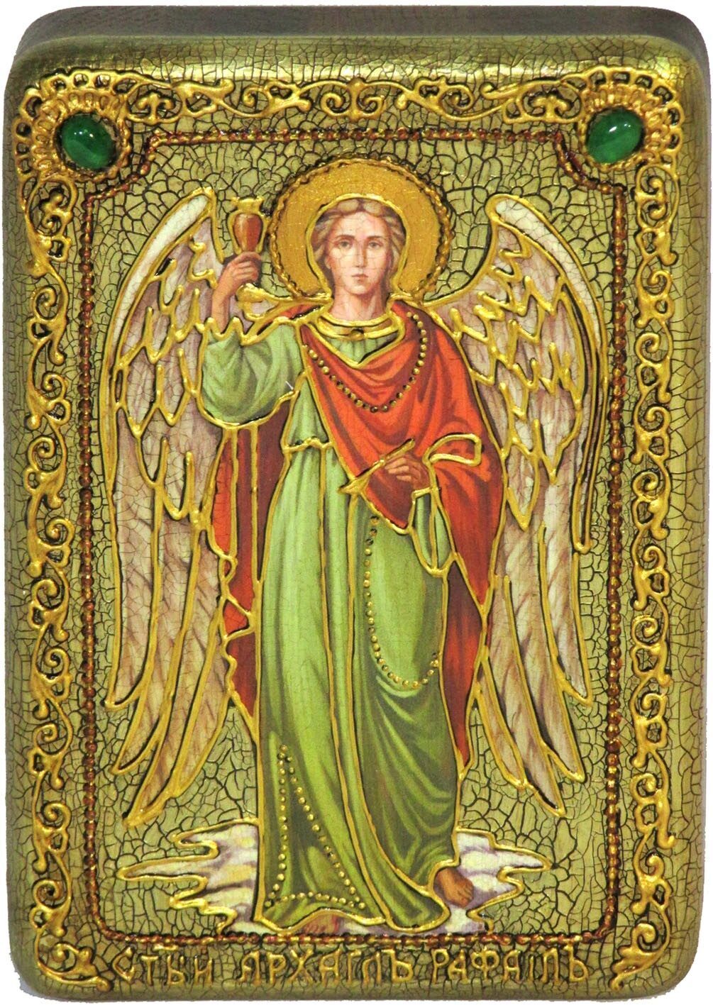Настольная икона "Архангел Рафаил" на мореном дубе - купить в Москве | Мосподарок 