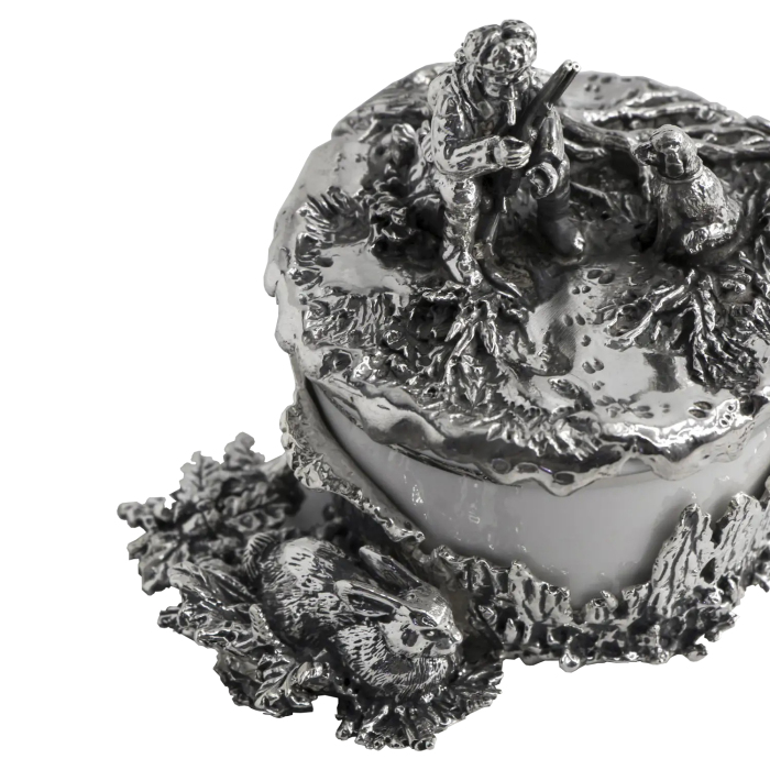 Серебряная солонка "Заячья охота" - артикул: AK01106 | Мосподарок 