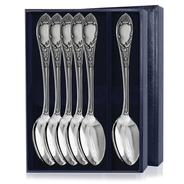 Набор серебряный столовых ложек "Престиж" с чернением, на 6 персон, в футляре - артикул: AK01758 | Мосподарок 