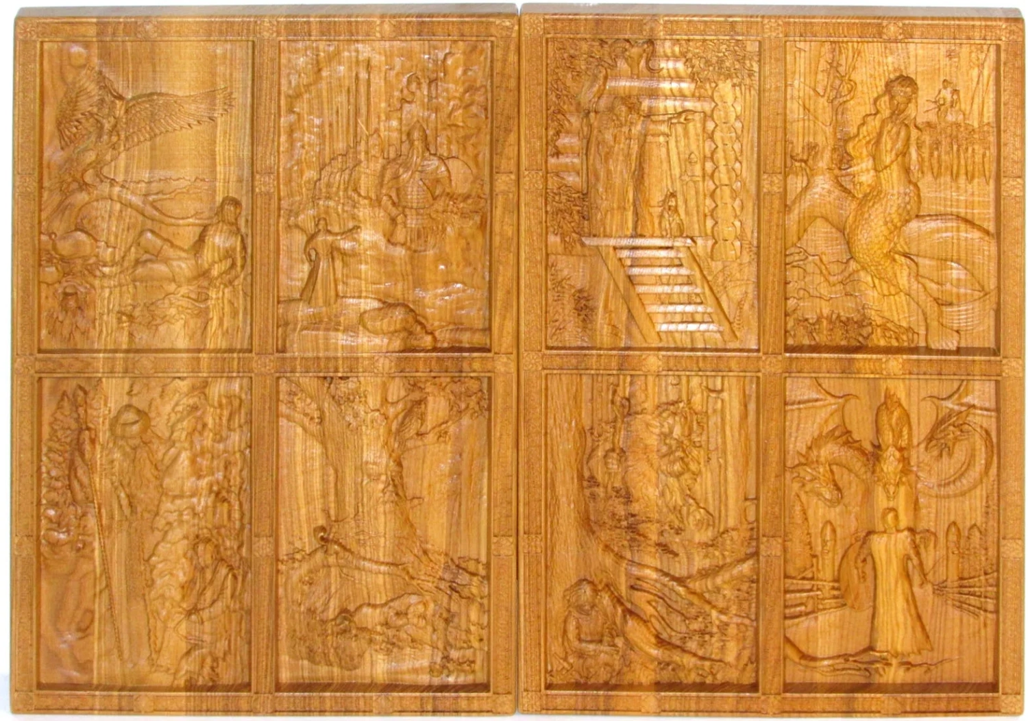 Резные дорожные нарды из массива мореного ясеня "Былинные" - артикул: 120-143 | Мосподарок 