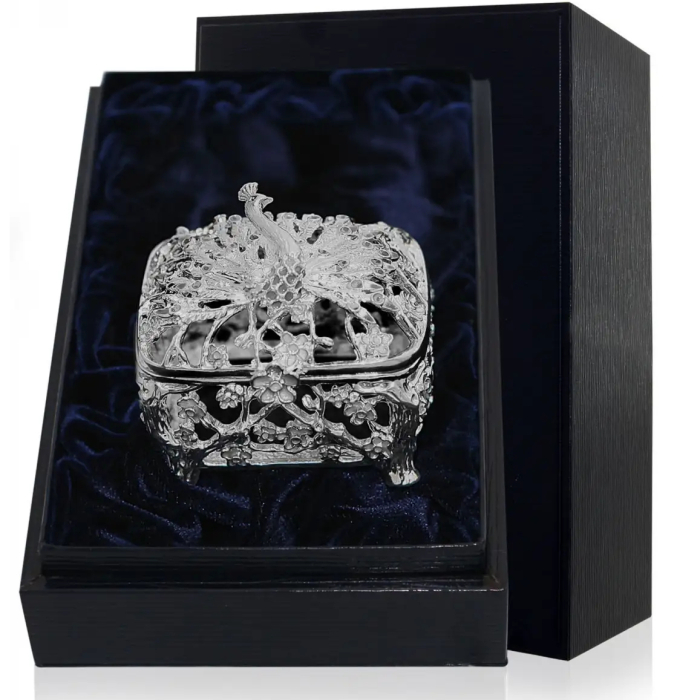 Серебряная шкатулка "Павлин" с чернением - артикул: AK01293 - стоимость: 43 400 руб. Серебряная шкатулка "Павлин" с чернением - артикул: AK01293 | Мосподарок