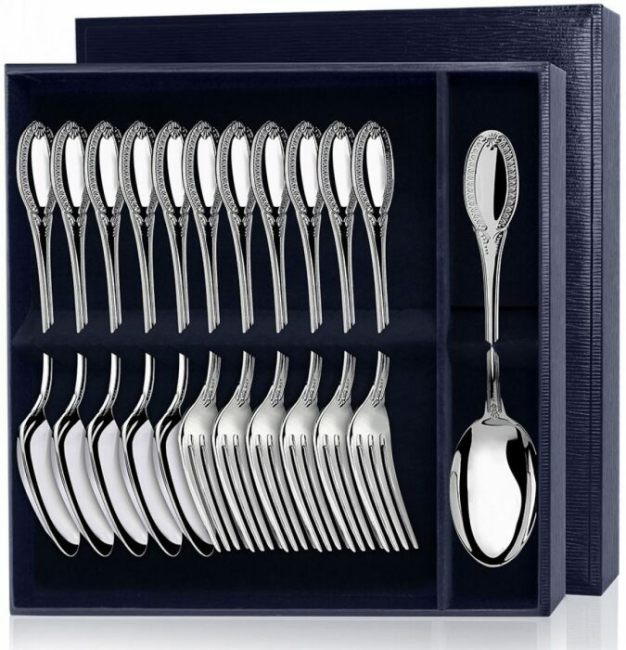 Серебряный столовый набор "Император" 12 предметов (ложки и вилки) Серебряный столовый набор "Император" 12 предметов (ложки и вилки)