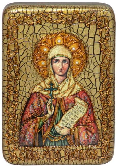 Настольная икона "Святая Мученица Наталия Никомидийская" на мореном дубе