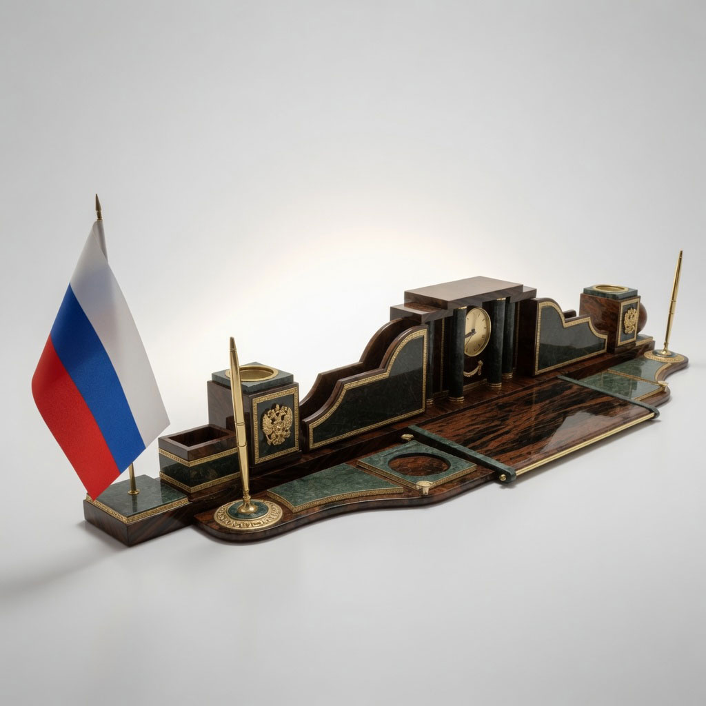 Настольный набор "Прайм" из обсидиана - артикул: A05379 | Мосподарок 