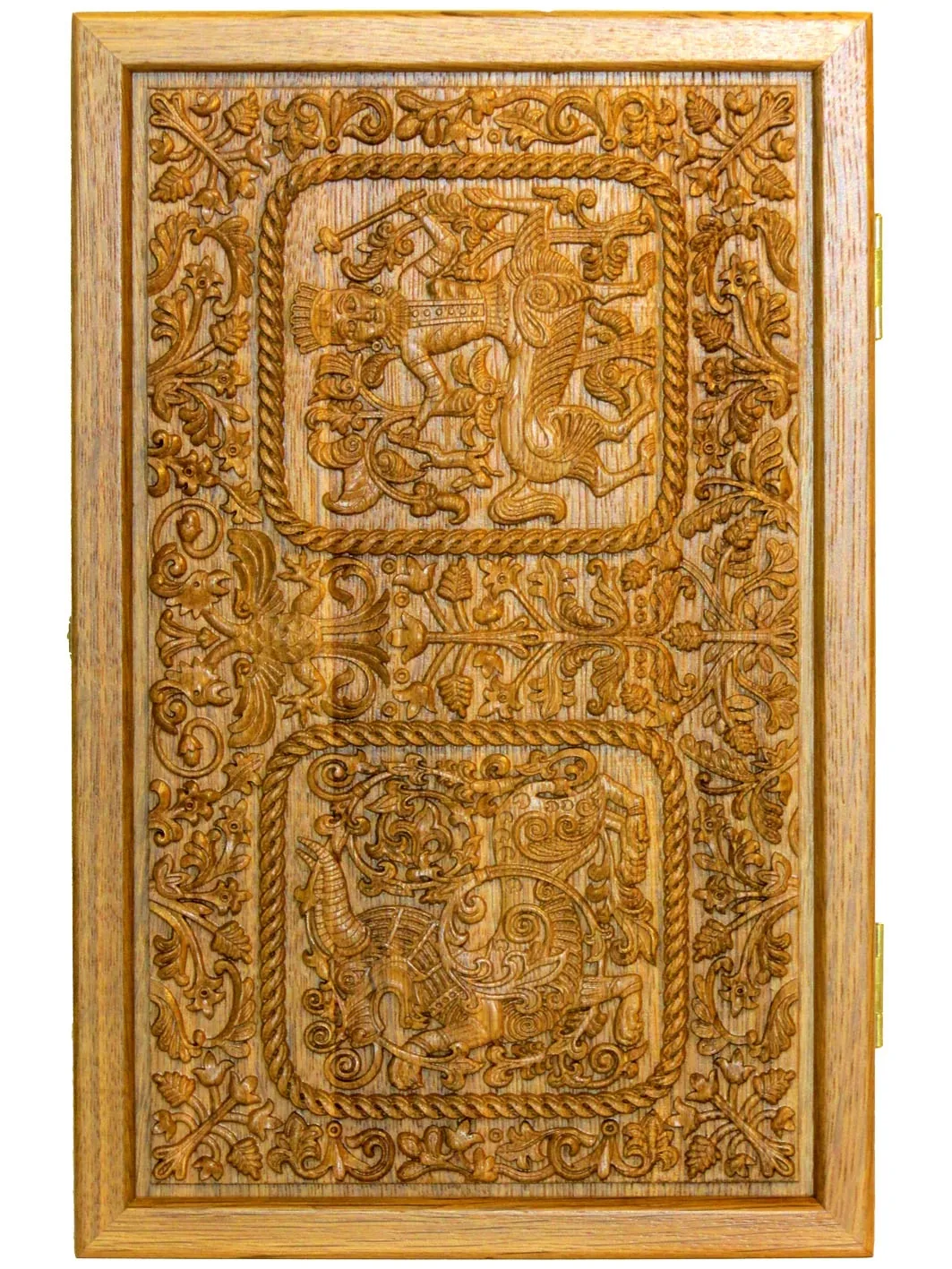 Резные дорожные нарды-шашки из массива чёрного дуба "Белокаменные-1" - артикул: 120-145 | Мосподарок 