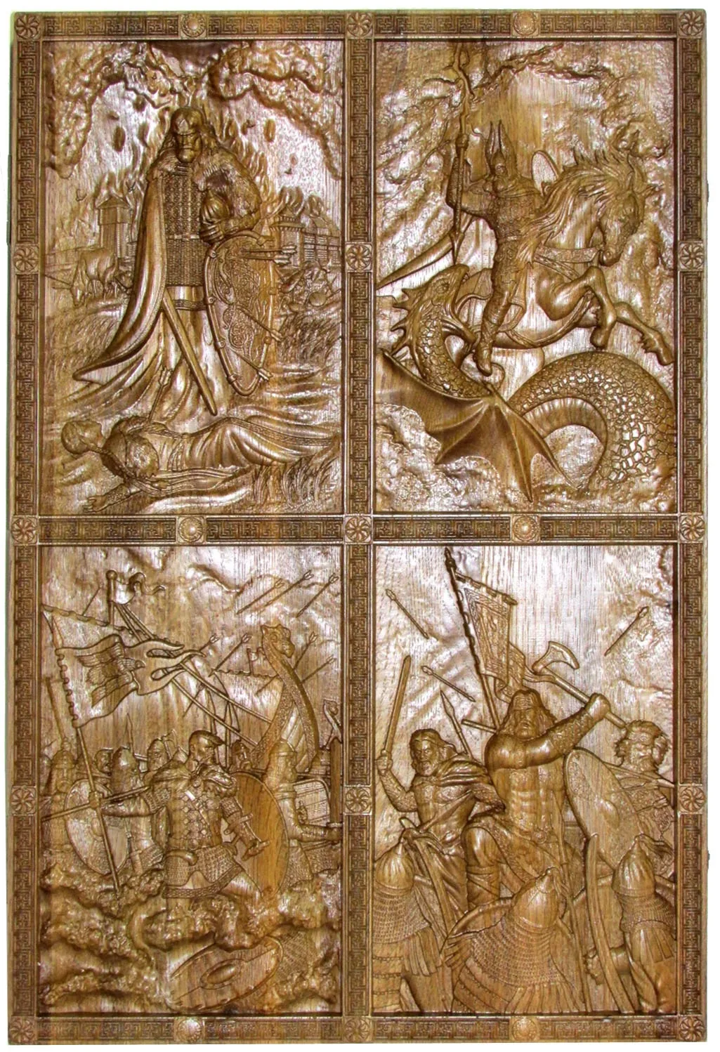 Резные нарды из массива мореного дуба "Богатырские" - артикул: 120-180 | Мосподарок 