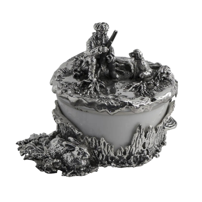 Серебряная солонка "Заячья охота" - артикул: AK01106 | Мосподарок 