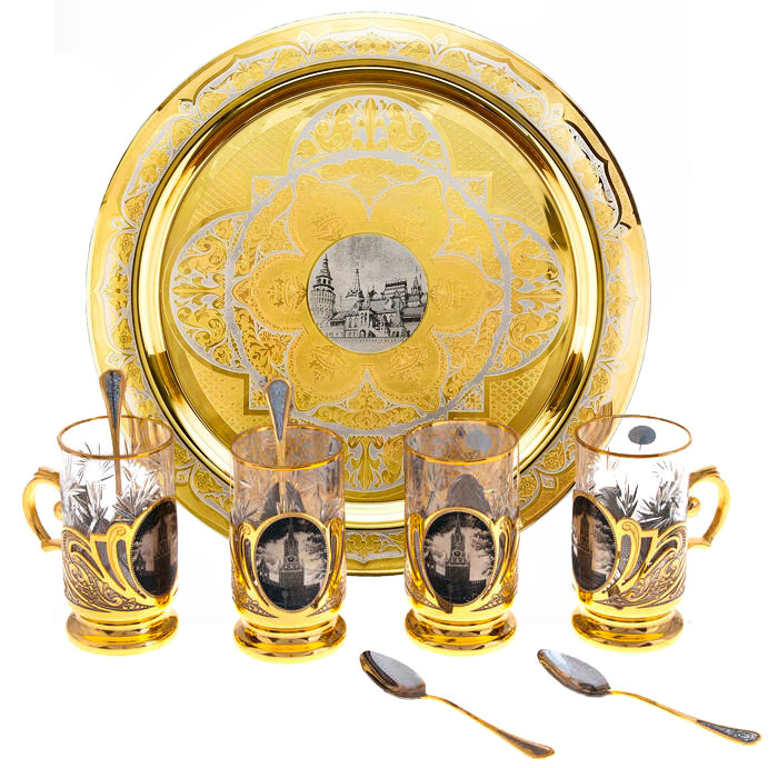 Чайный набор на 4 персоны "Москва" Златоуст - артикул: 300215 | Мосподарок 