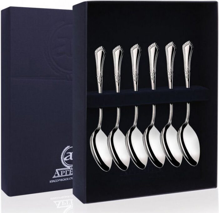 Набор из 6 серебряных кофейных ложек "Фаворит" - артикул: AK01332 - стоимость: 27 000 руб. Набор из 6 серебряных кофейных ложек "Фаворит" - артикул: AK01332 | Мосподарок