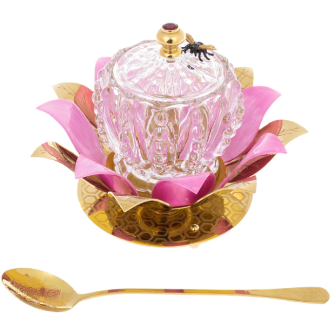 Медовница "Бутон" с красным фианитом, Златоуст