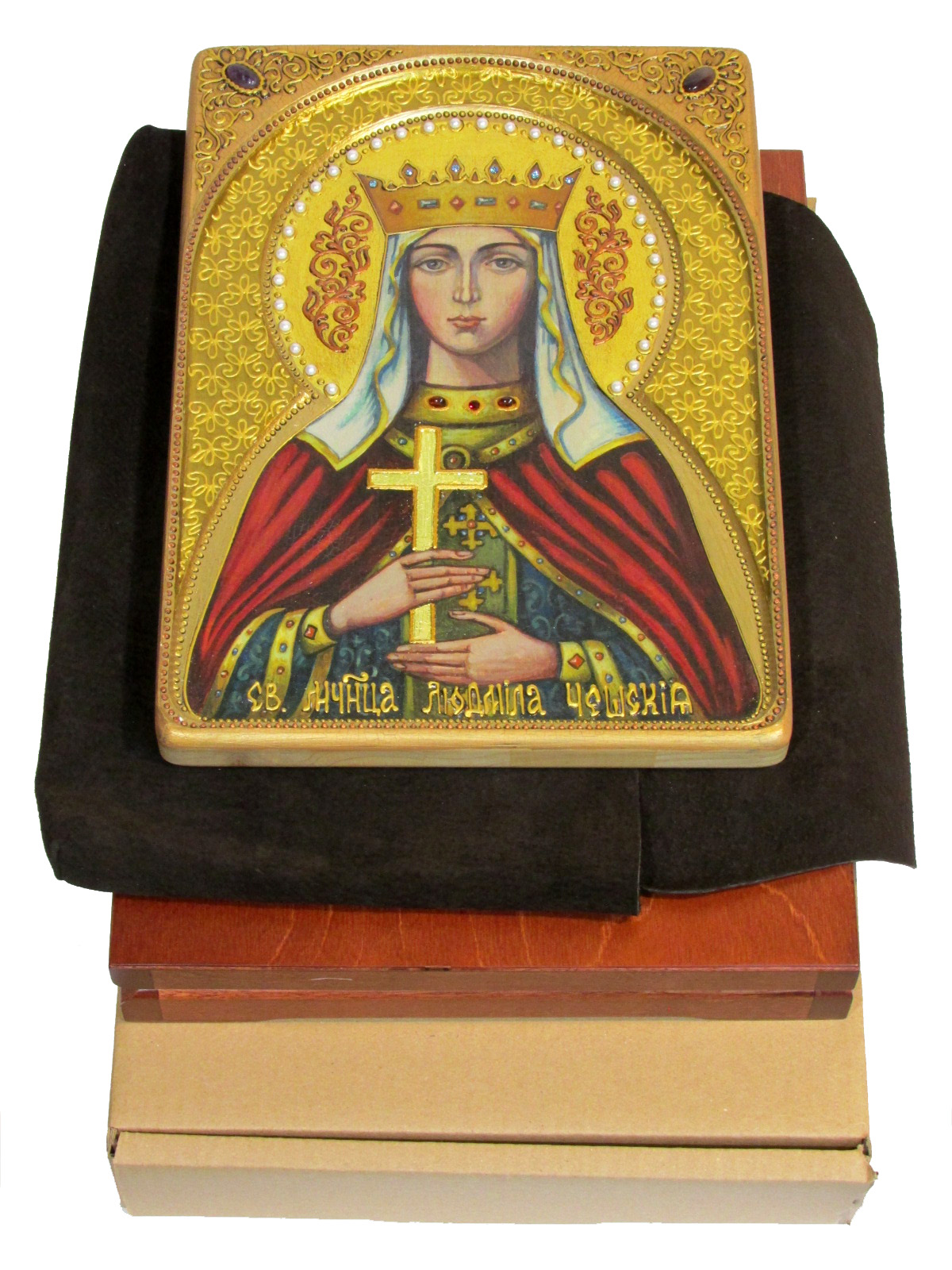 Живописная икона "Святая Мученица Людмила Чешская" - купить в Москве | Мосподарок 