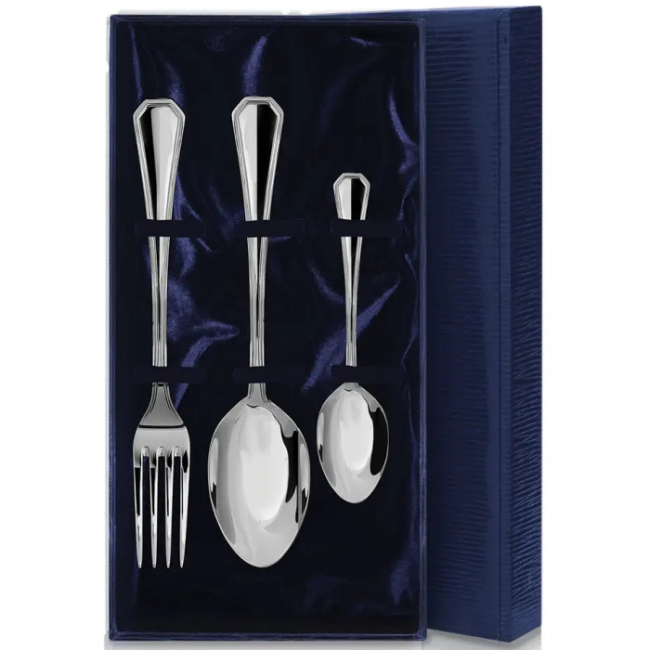Набор из 3 столовых серебряных приборов "Элегант": вилка, ложка, чайная ложка, на 1 персону