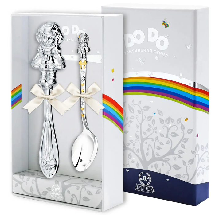 Серебряный набор для малышей DODO "Кукла" на 1 персону - артикул: AK01787 | Мосподарок 