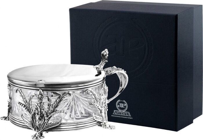 Серебряная сахарница "Листья" - артикул: AK01524 - стоимость: 95 600 руб. Серебряная сахарница "Листья" - артикул: AK01524 | Мосподарок