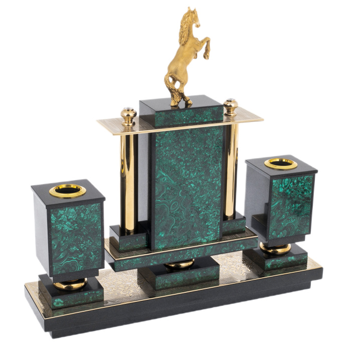 Письменный настольный набор из малахита "Конь" Златоуст - артикул: 301400 | Мосподарок 