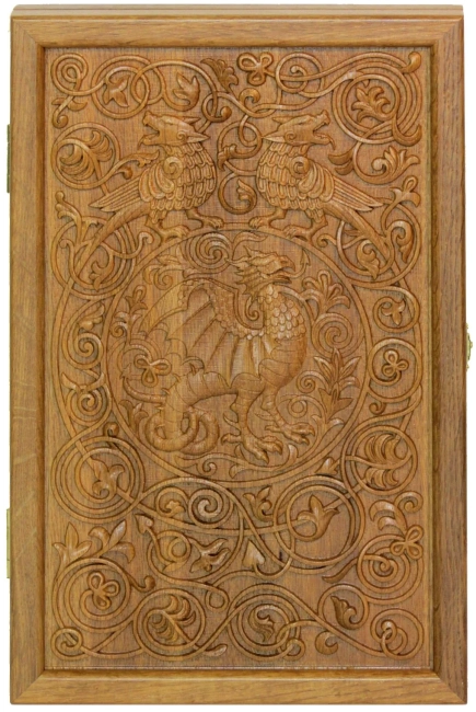 Резные дорожные нарды-шашки из массива чёрного дуба "Василиск"