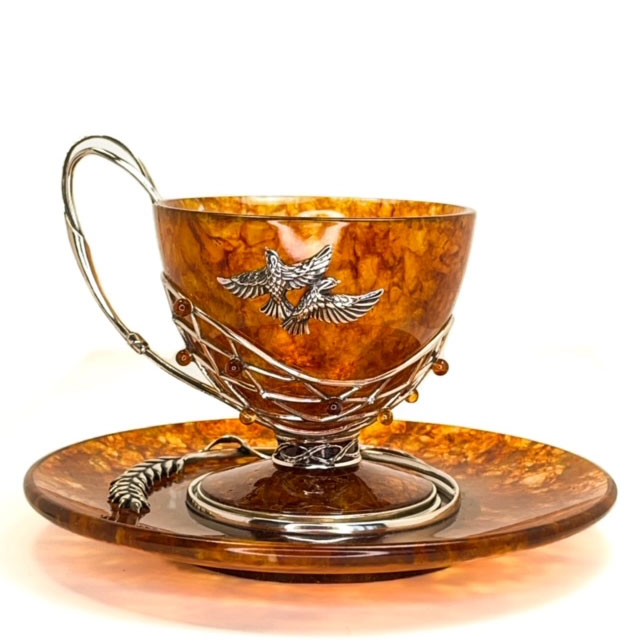 Чайный набор из янтаря "Колосок" - артикул: AP5102 | Мосподарок 