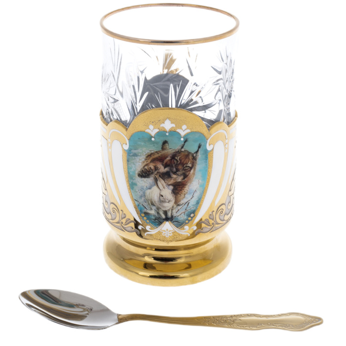 Подстаканник "Рысь" на 1 персону, Златоуст - артикул: 301227 | Мосподарок 