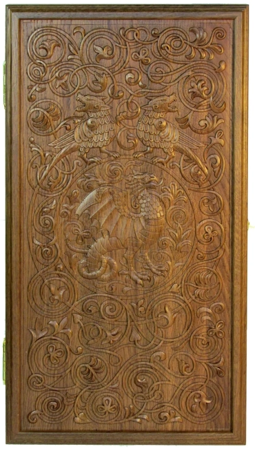 Резные нарды из массива мореного дуба "Василиск"