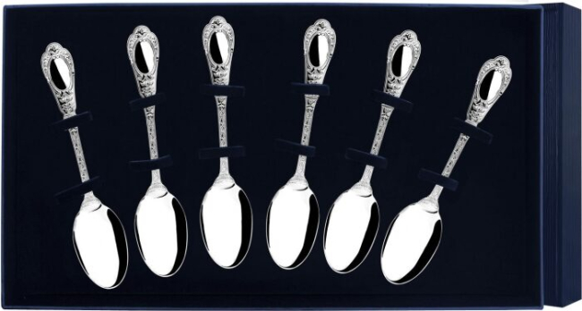 Серебряный набор чайных ложек "Фамильная"