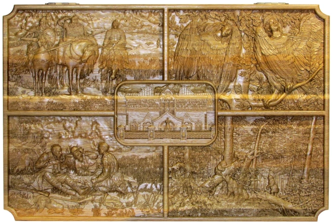 Резные нарды из массива мореного ясеня "Искусство"