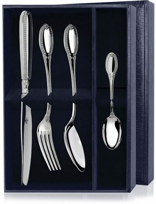 Набор из 4 столовых серебряных приборов "Император" на 1 персону - артикул: AK01392 - стоимость: 86 700 руб. Набор из 4 столовых серебряных приборов "Император" на 1 персону - артикул: AK01392 | Мосподарок