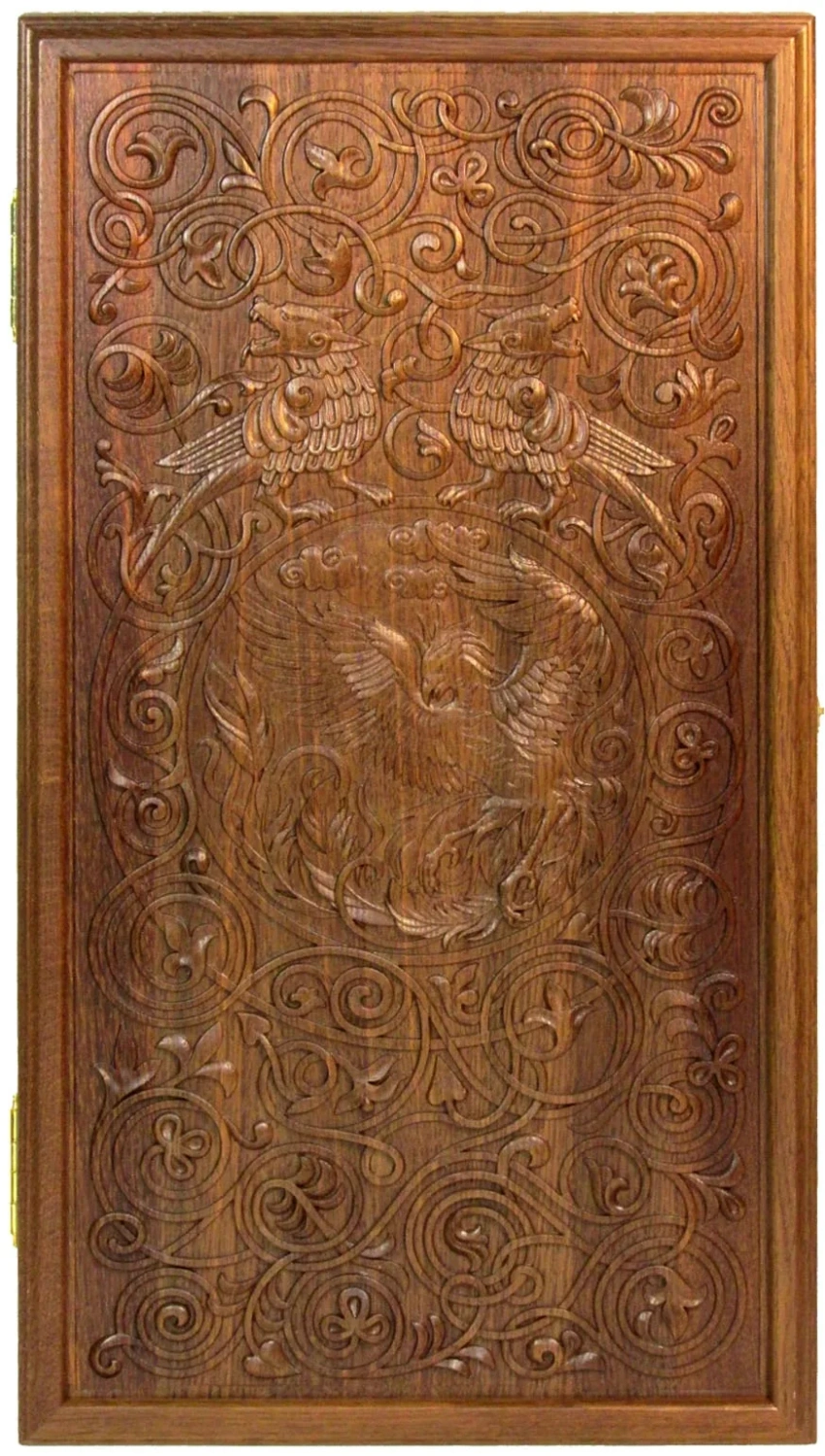 Резные нарды из массива мореного дуба "Жар-птица" - артикул: 120-186 | Мосподарок 