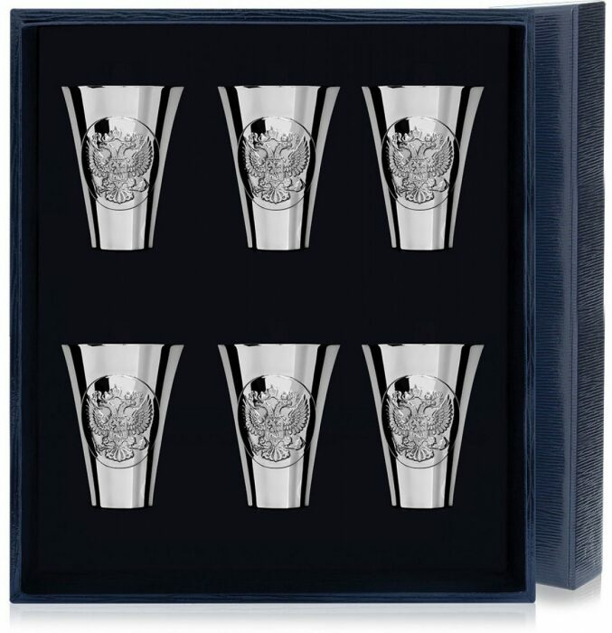 Набор рюмок для водки из серебра "Герб" на 6 персон - артикул: AK01432 | Мосподарок 