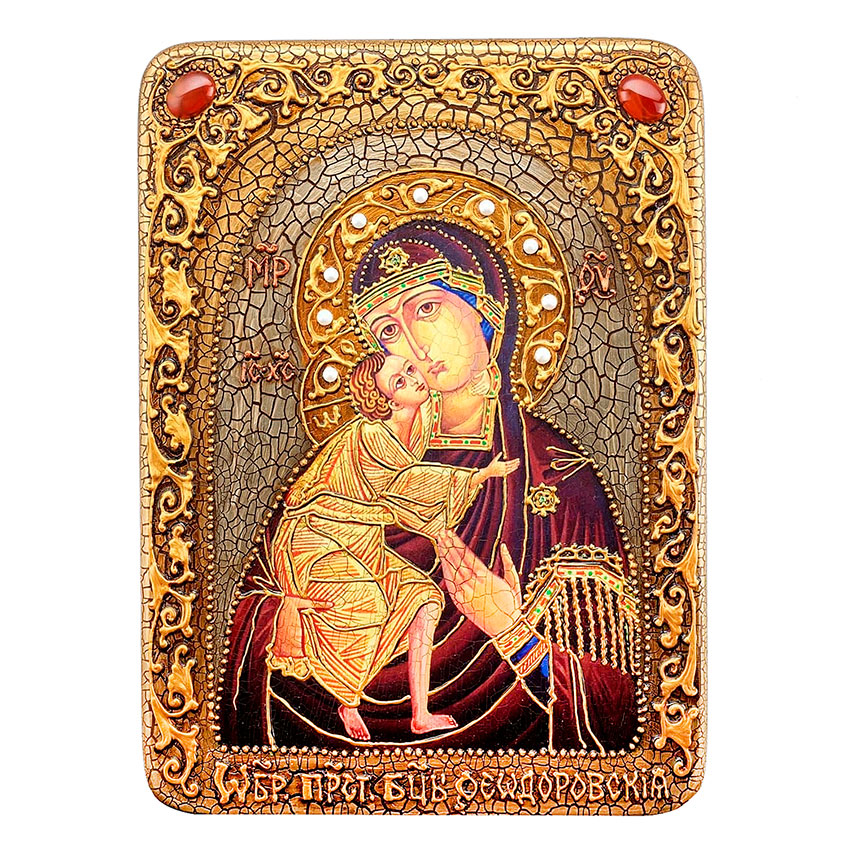 Аналойная икона "Феодоровская икона Божией Матери" на мореном дубе - артикул: 802733 | Мосподарок 
