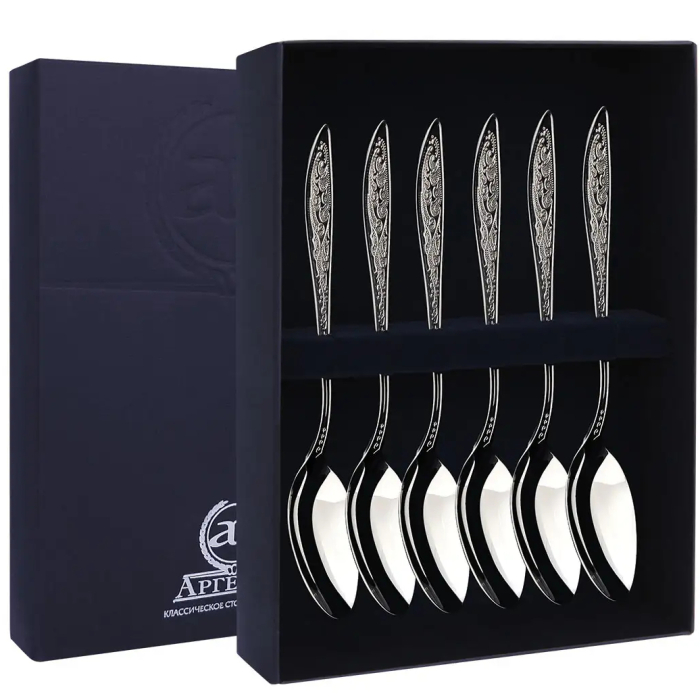 Серебряный набор чайных ложек "Морозко" на 6 персон - артикул: AK01227 - стоимость: 59 400 руб. Серебряный набор чайных ложек "Морозко" на 6 персон - артикул: AK01227 | Мосподарок