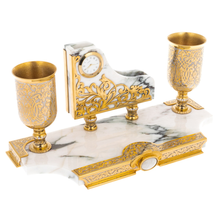 Набор настольный из белой яшмы "Имперский" Златоуст - артикул: 301362 | Мосподарок 
