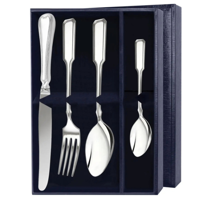 Набор  столовых приборов из серебра "№15. Эгоист": 4 предмета, на 1 персону